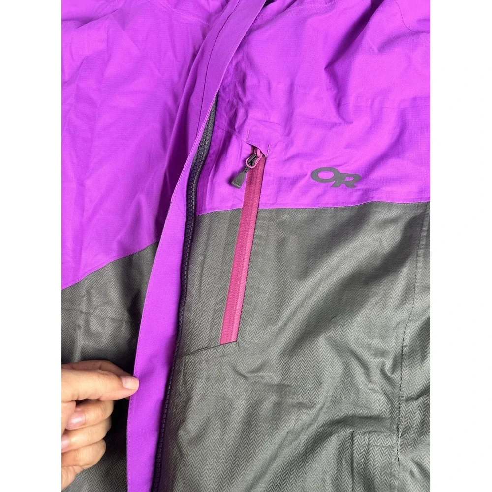 Outdoor Research Panorama Point Purple Gray Lightweight Rain Jacket Size XL